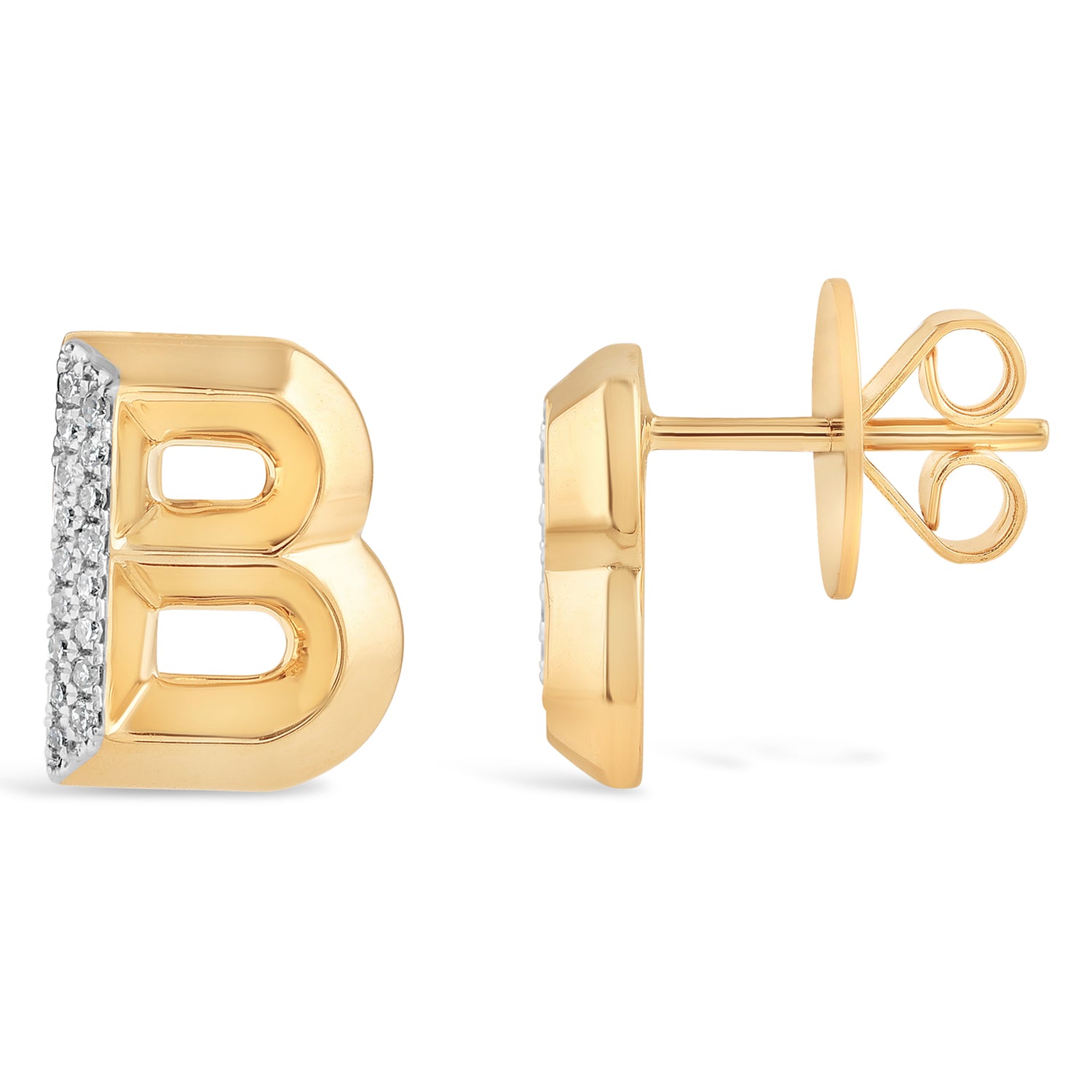 Alphabet Studs -  Yellow Gold