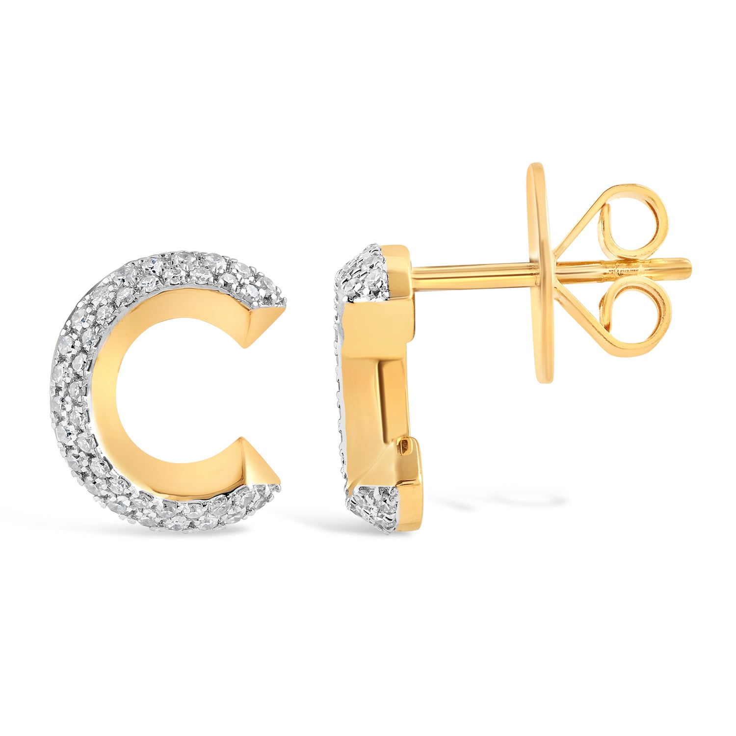 Alphabet Studs -  Yellow Gold