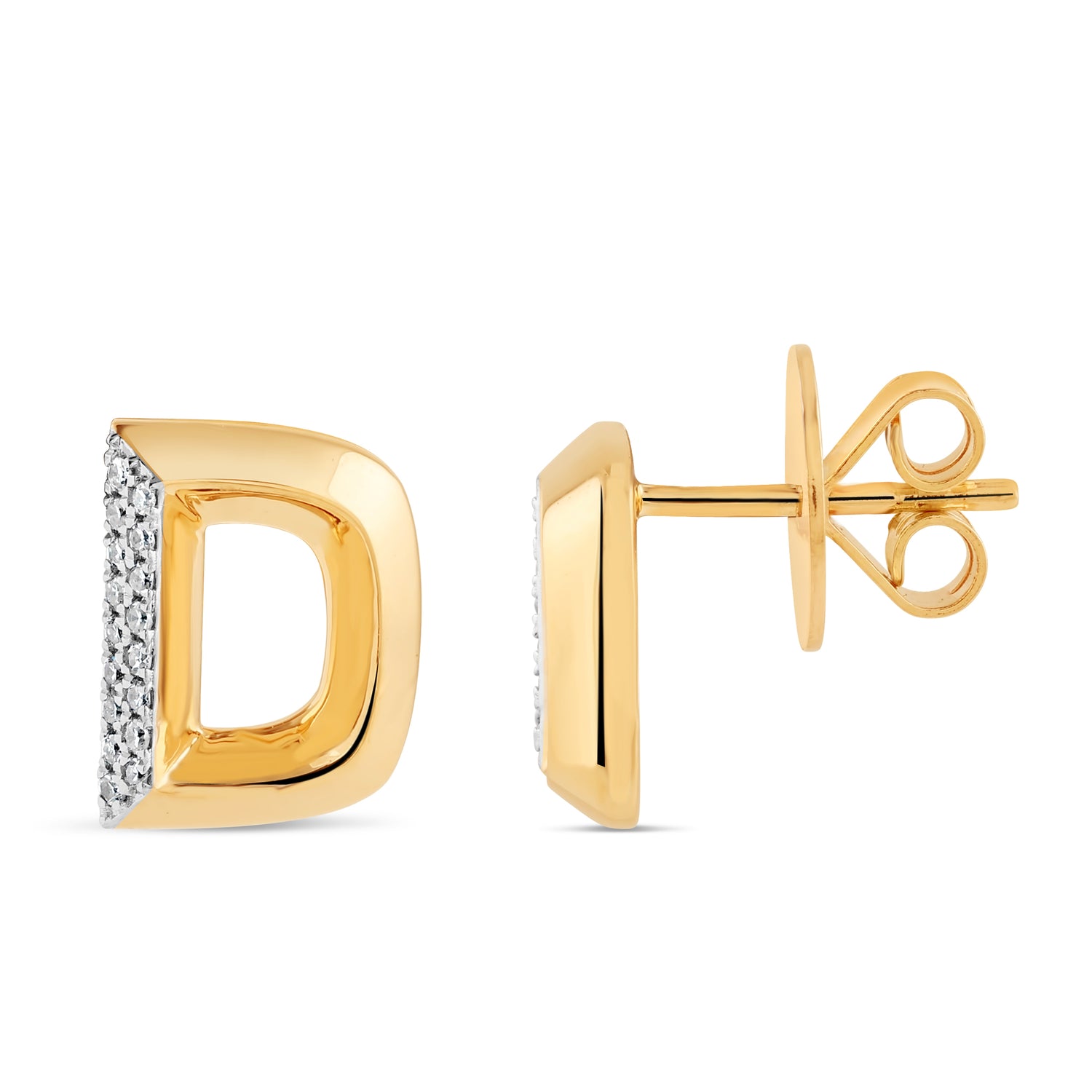 Alphabet Studs -  Yellow Gold