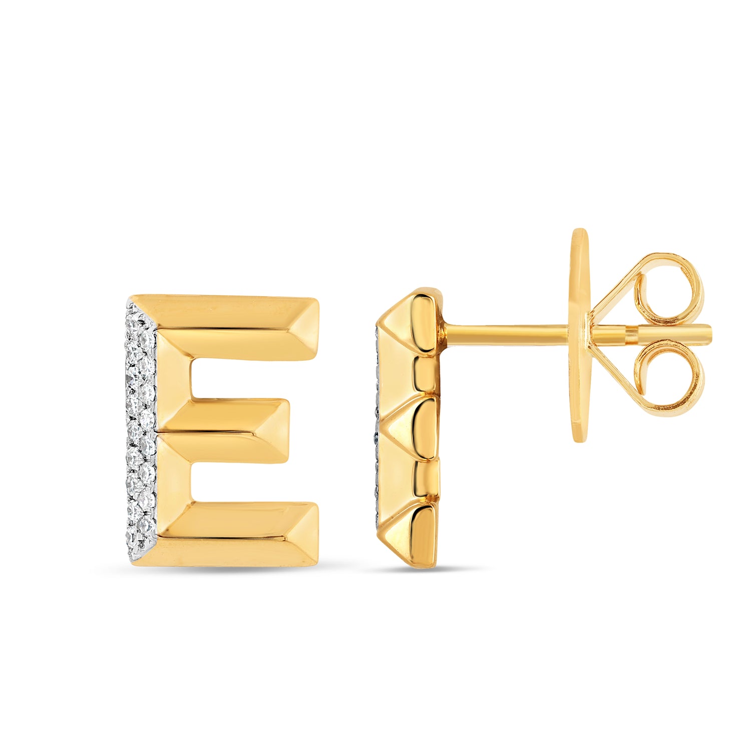 Alphabet Studs -  Yellow Gold