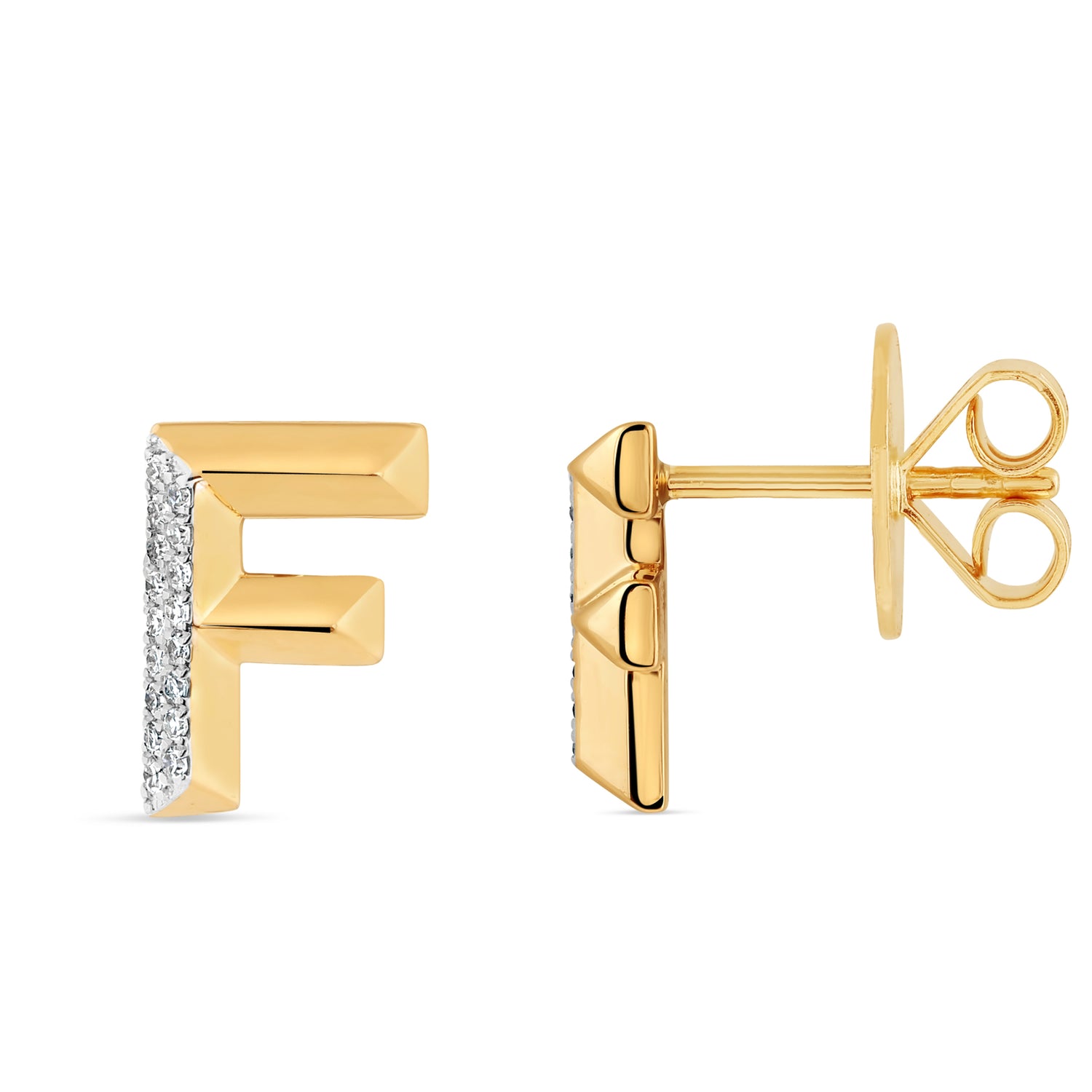 Alphabet Studs -  Yellow Gold