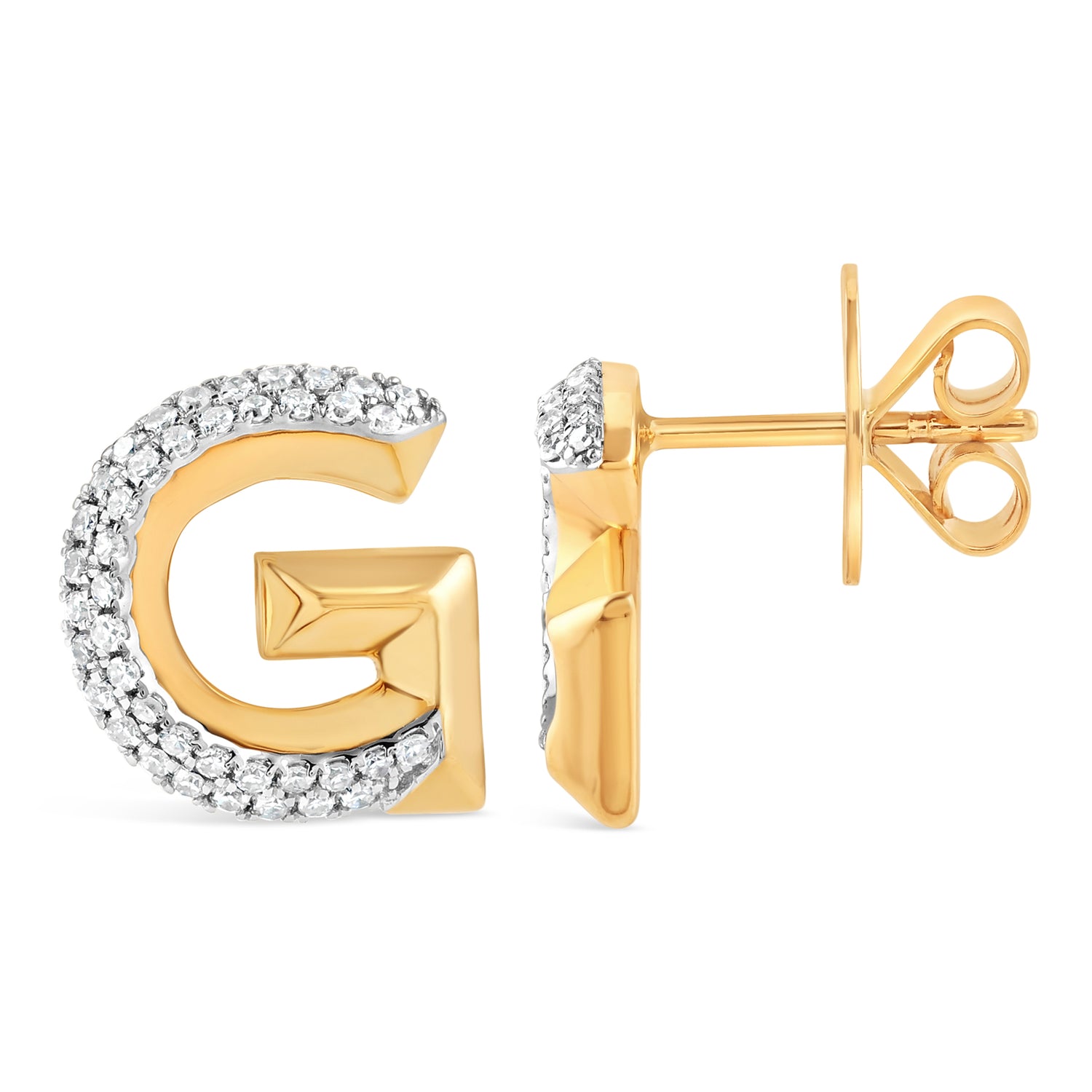 Alphabet Studs -  Yellow Gold