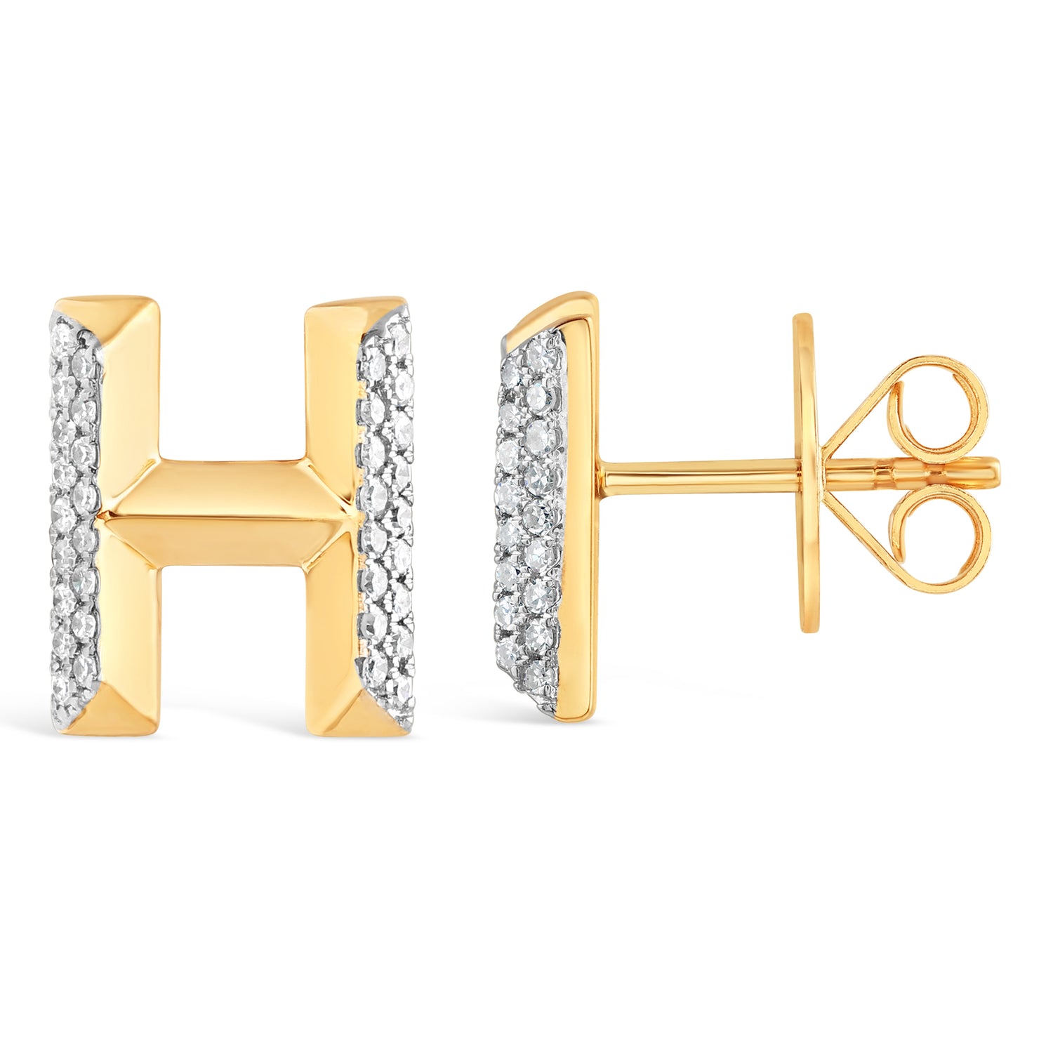 Alphabet Studs -  Yellow Gold