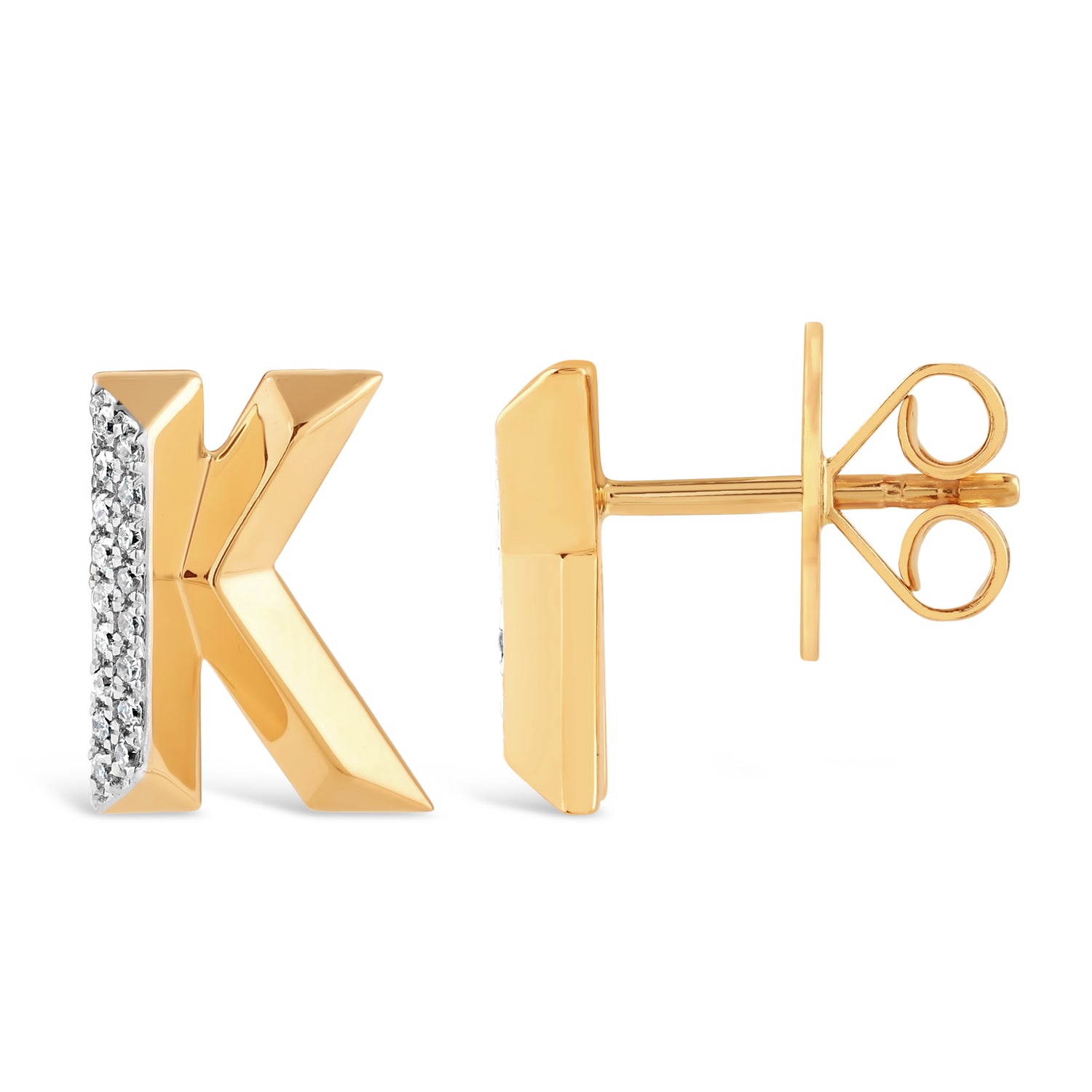 Alphabet Studs -  Yellow Gold