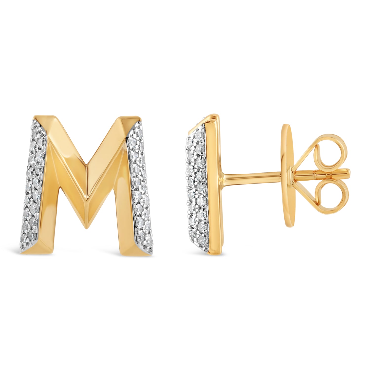 Alphabet Studs -  Yellow Gold