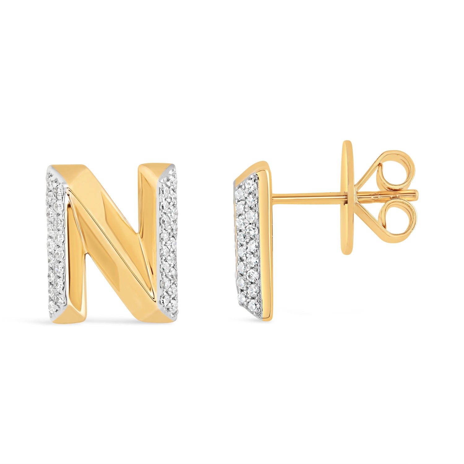 Alphabet Studs -  Yellow Gold