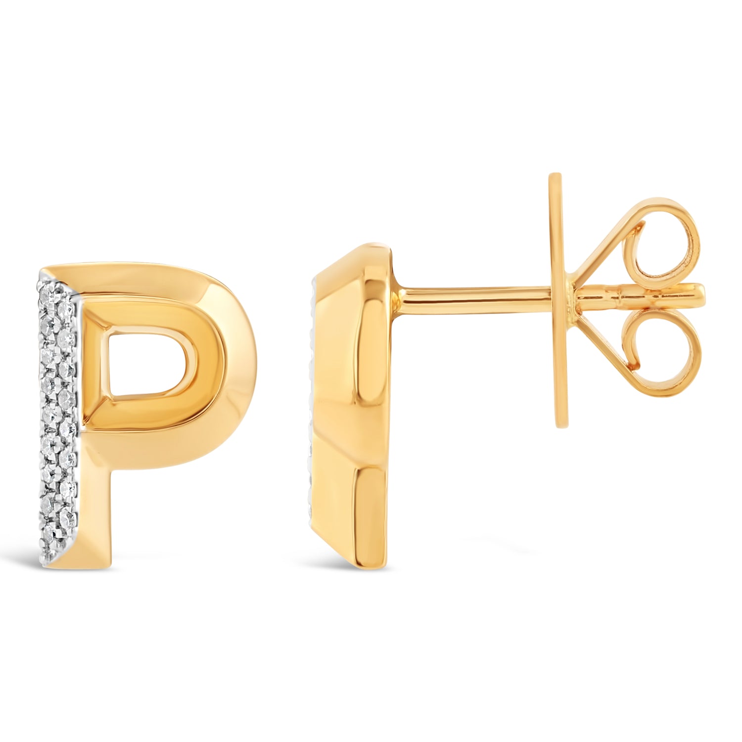 Alphabet Studs -  Yellow Gold