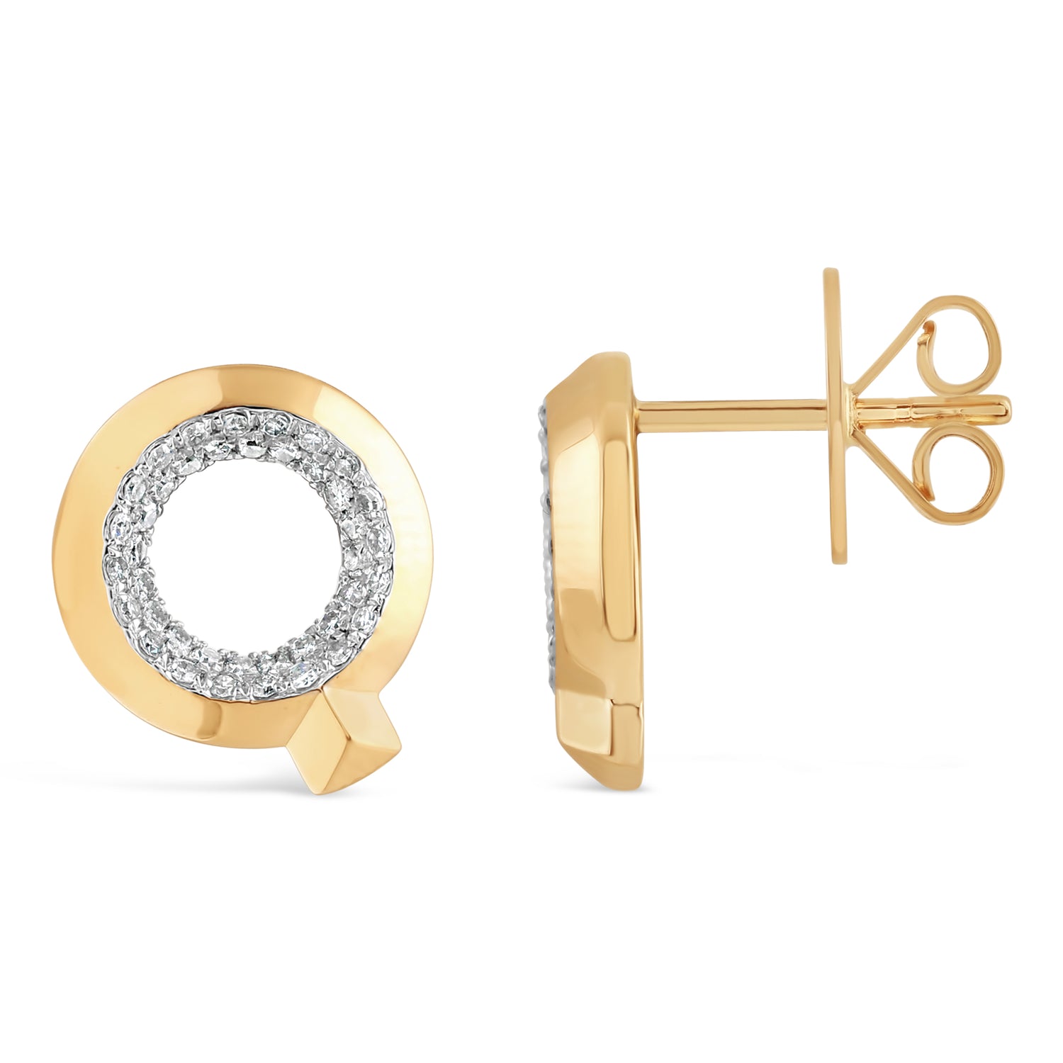 Alphabet Studs -  Yellow Gold