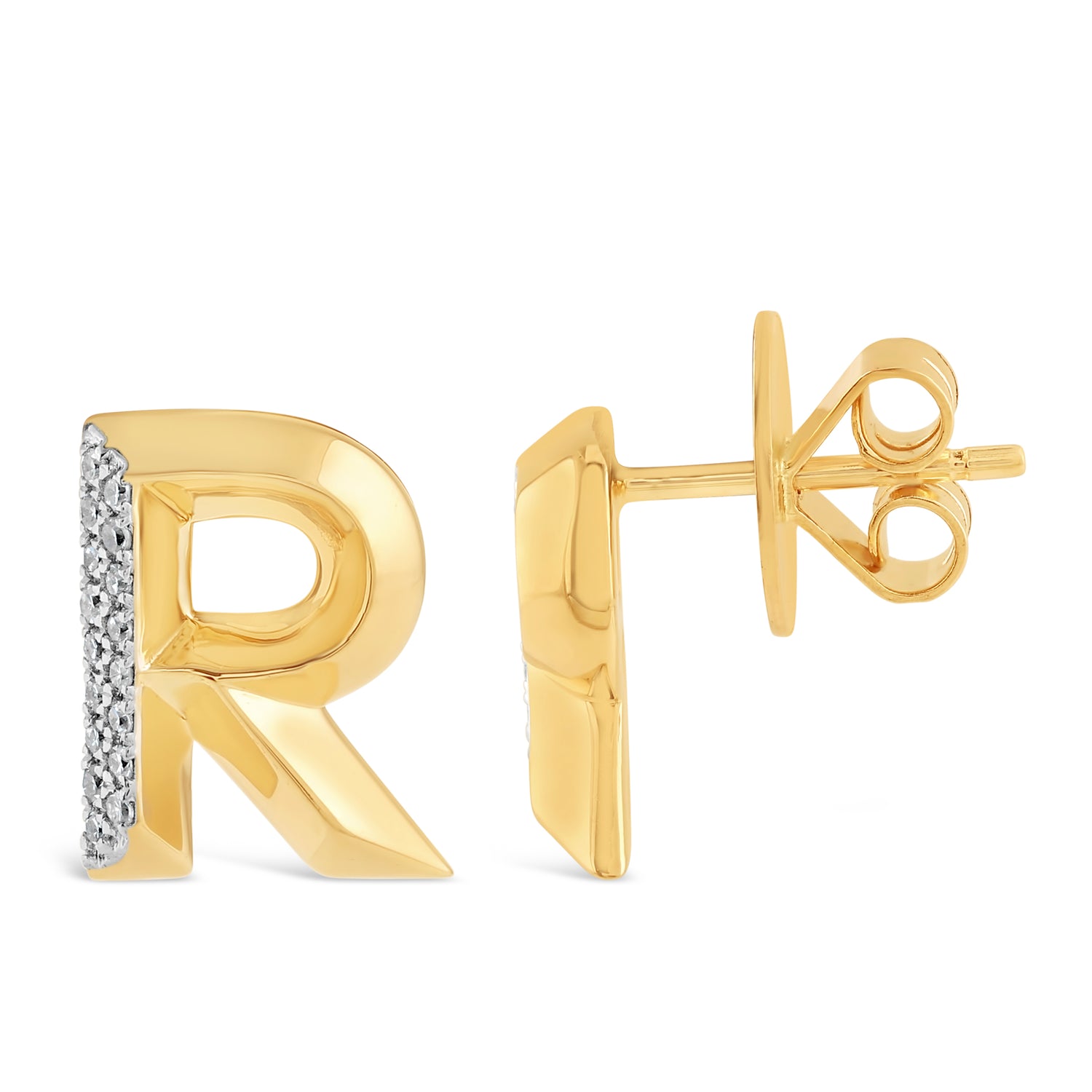 Alphabet Studs -  Yellow Gold