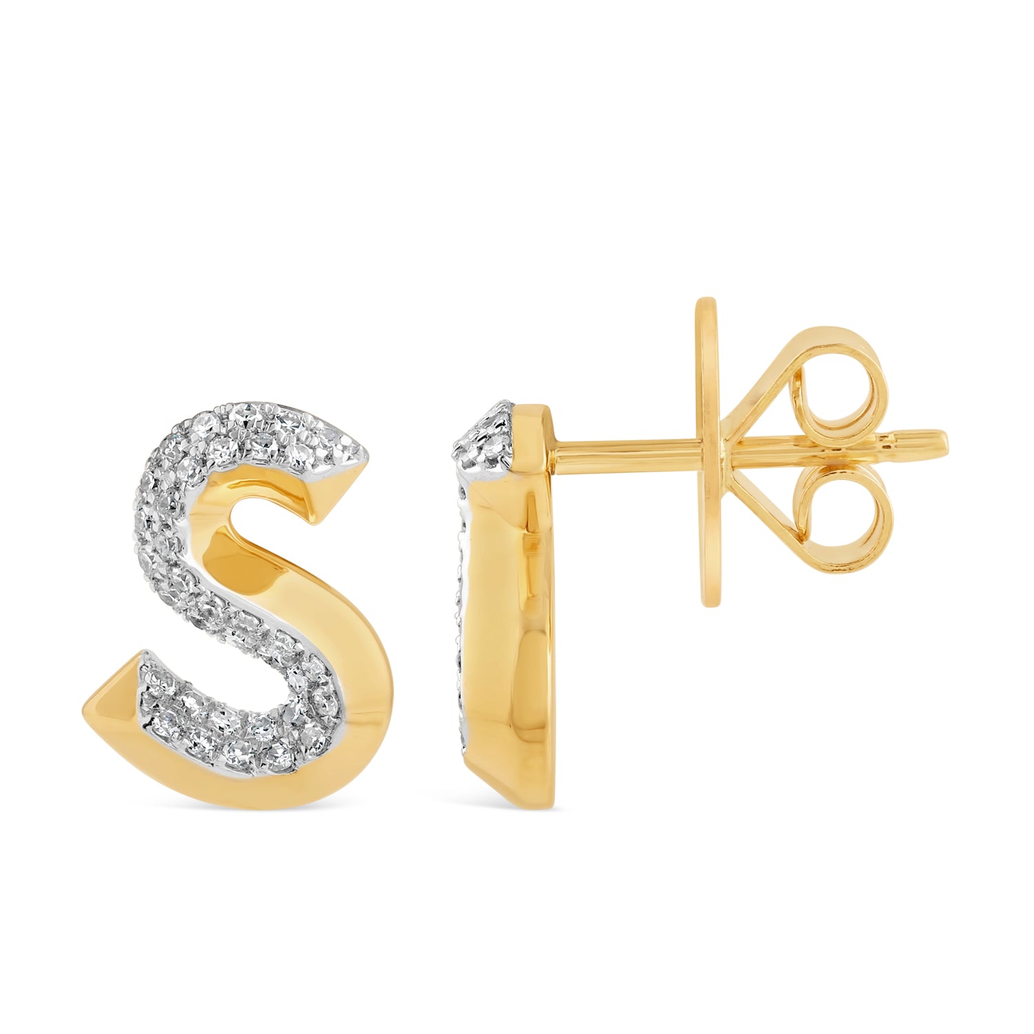 Alphabet Studs -  Yellow Gold