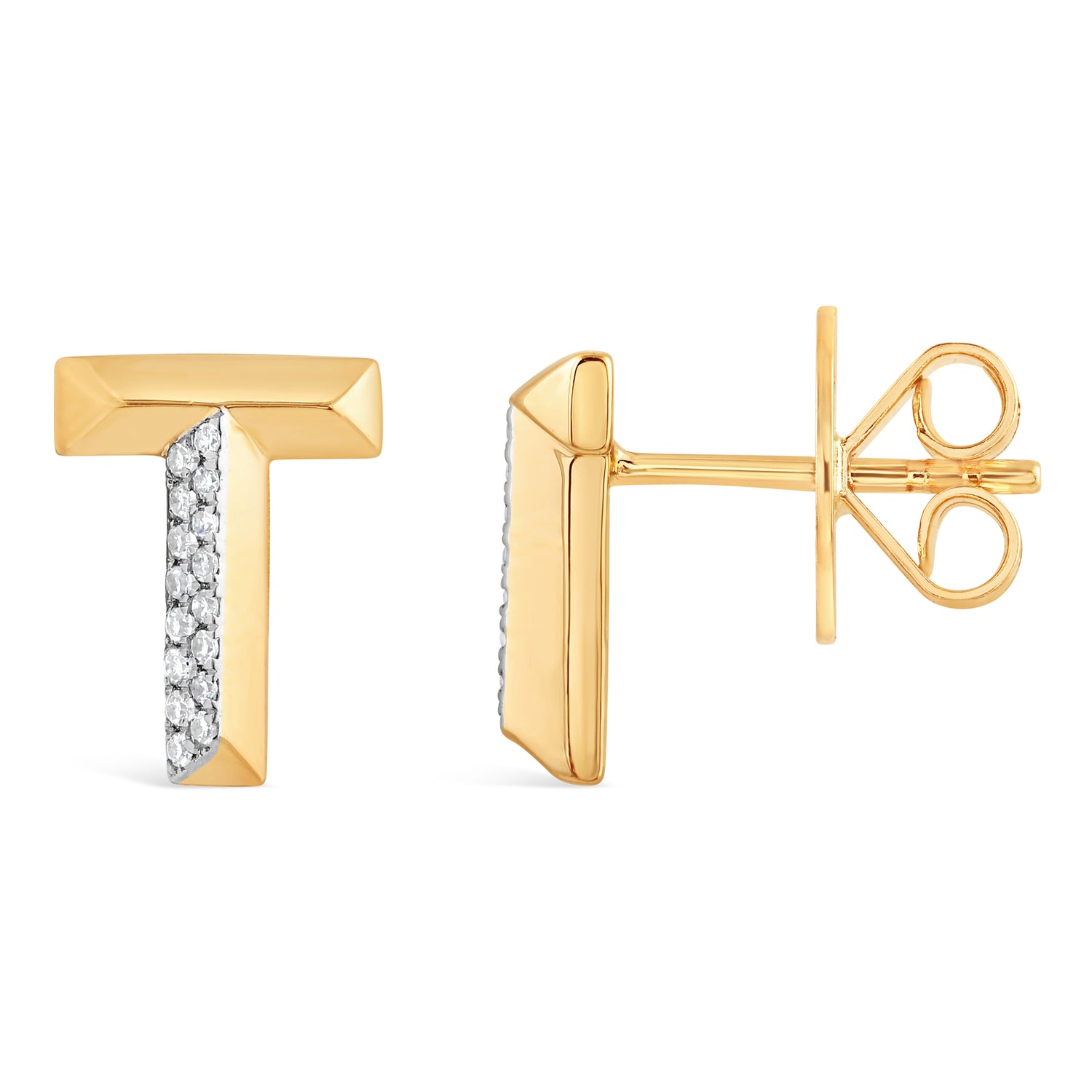 Alphabet Studs -  Yellow Gold