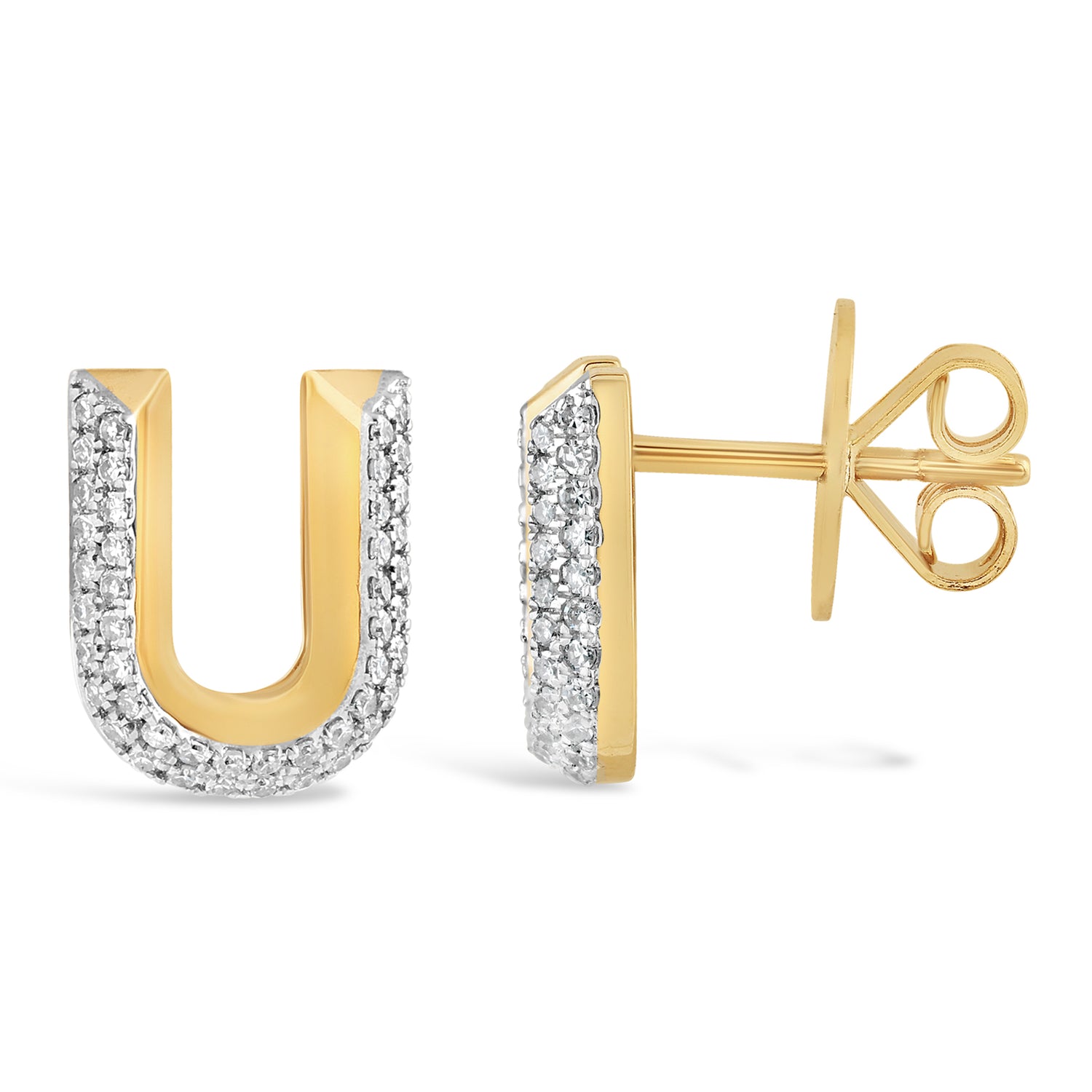 Alphabet Studs -  Yellow Gold