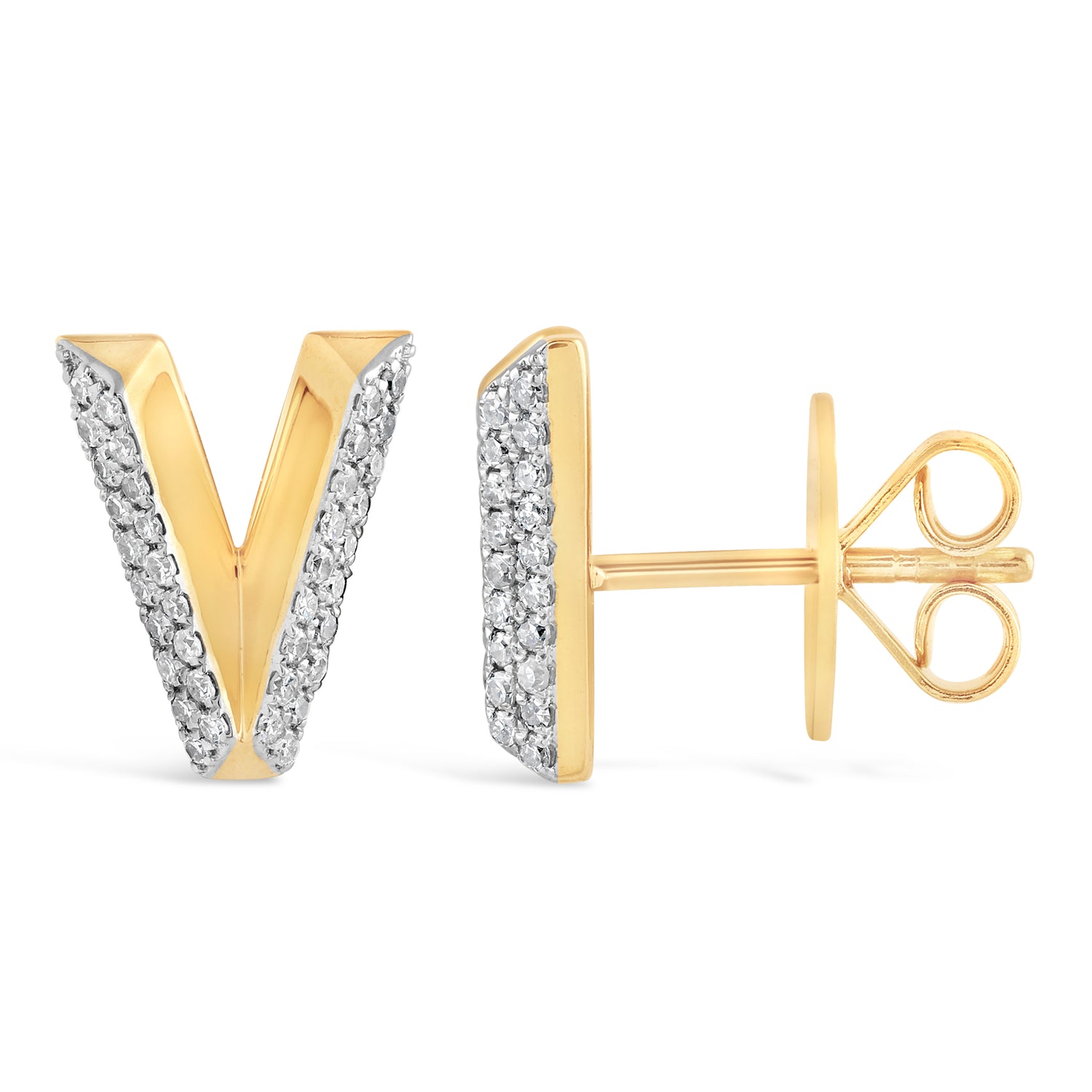 Alphabet Studs -  Yellow Gold