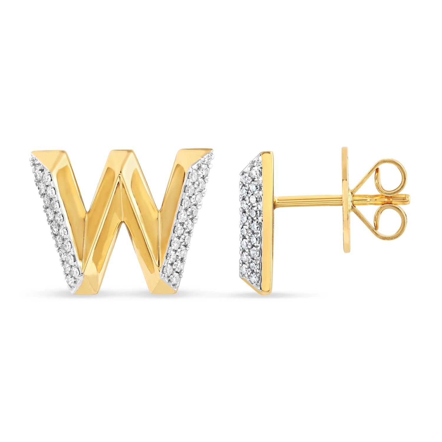 Alphabet Studs -  Yellow Gold