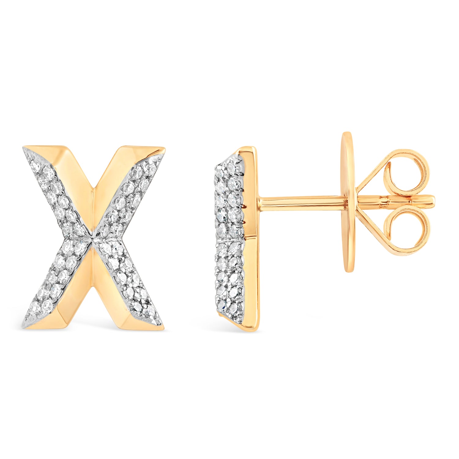 Alphabet Studs -  Yellow Gold