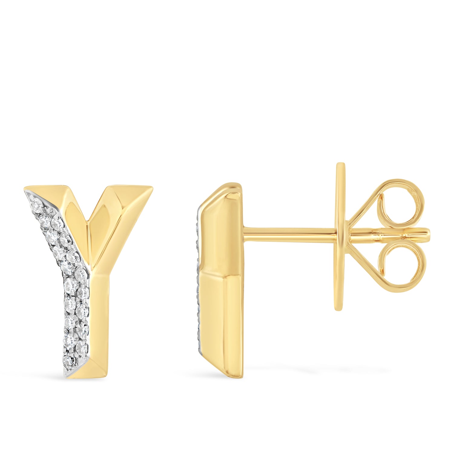 Alphabet Studs -  Yellow Gold