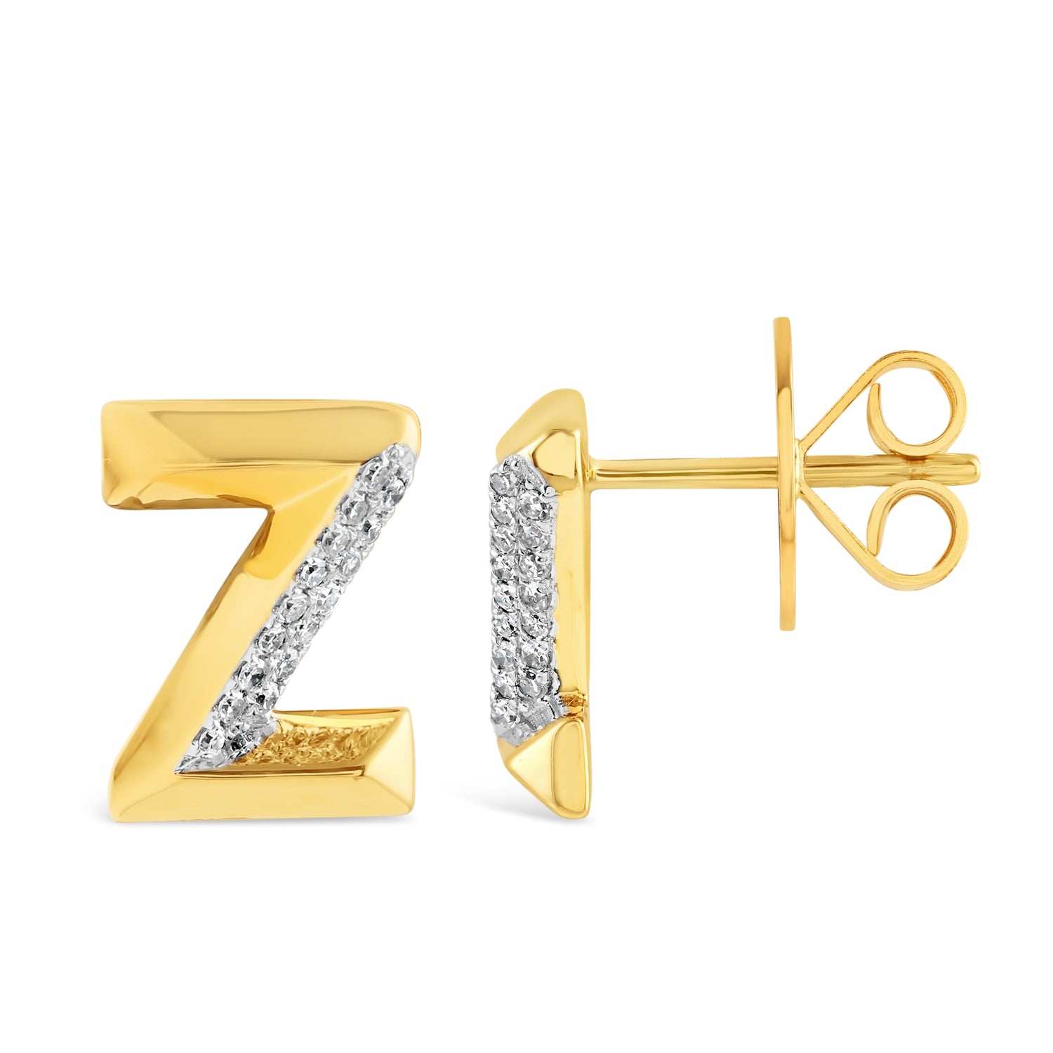 Alphabet Studs -  Yellow Gold