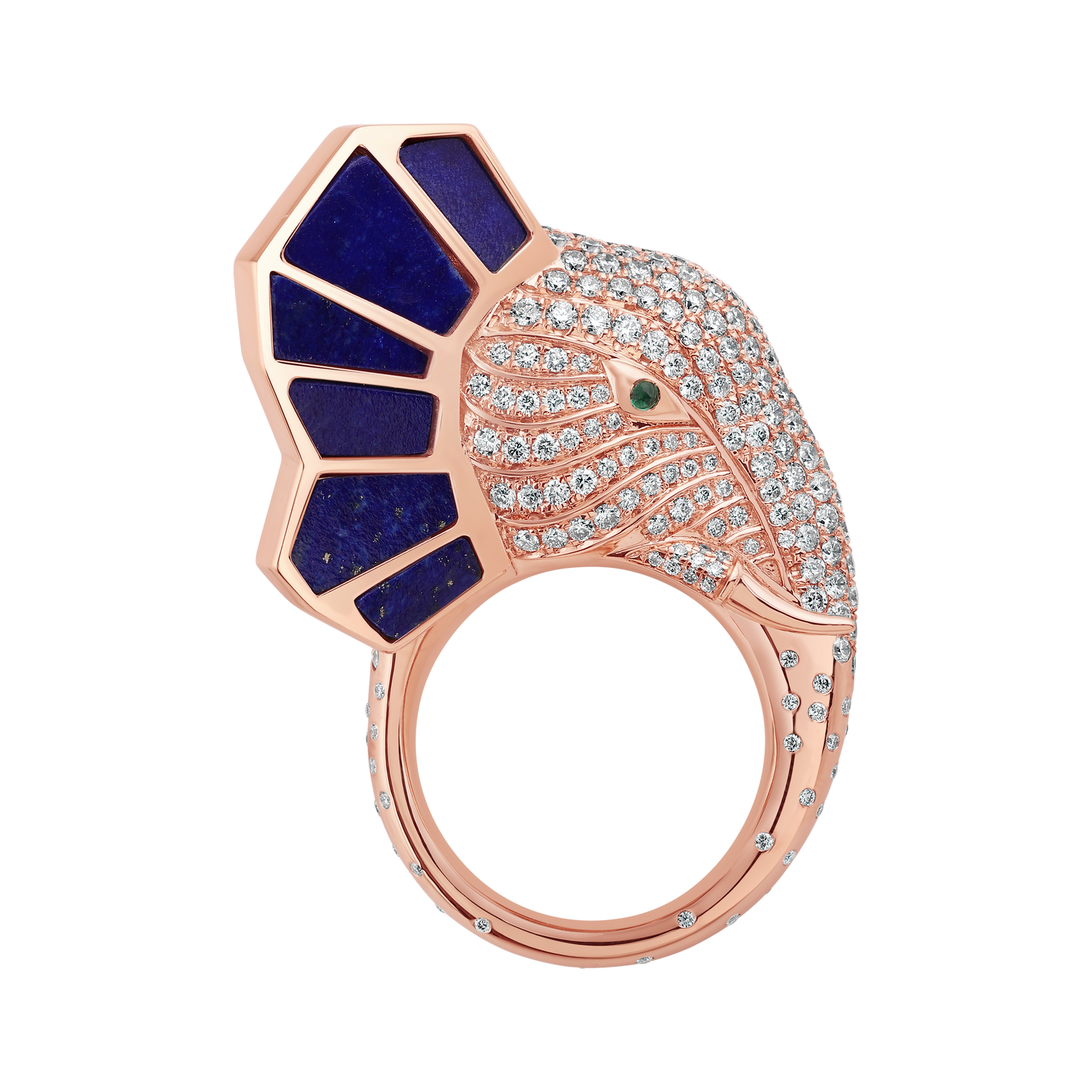 The Tusker Side Profile Ring - Lapiz Lazuli