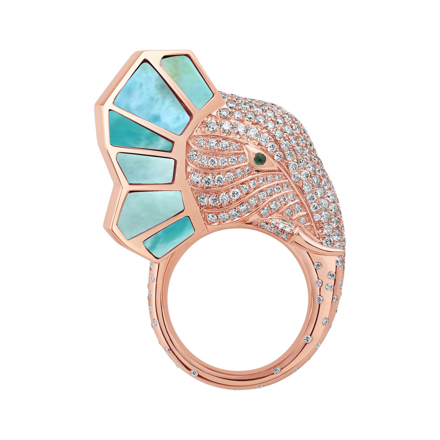 The Tusker Side Profile Ring - Larimar