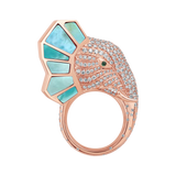 The Tusker Side Profile Ring - Larimar