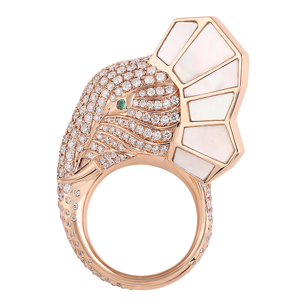 The Tusker Side Profile Ring - Mother of Pearl