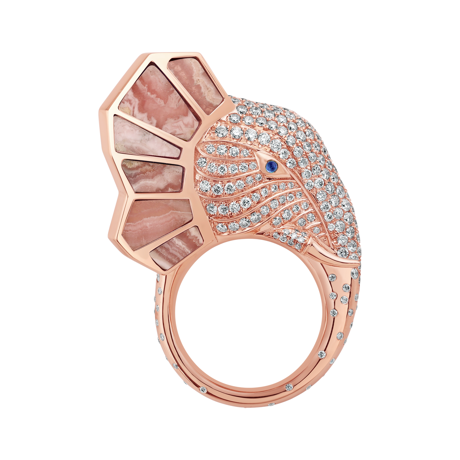 The Tusker Side Profile Ring - Rhodocrosite