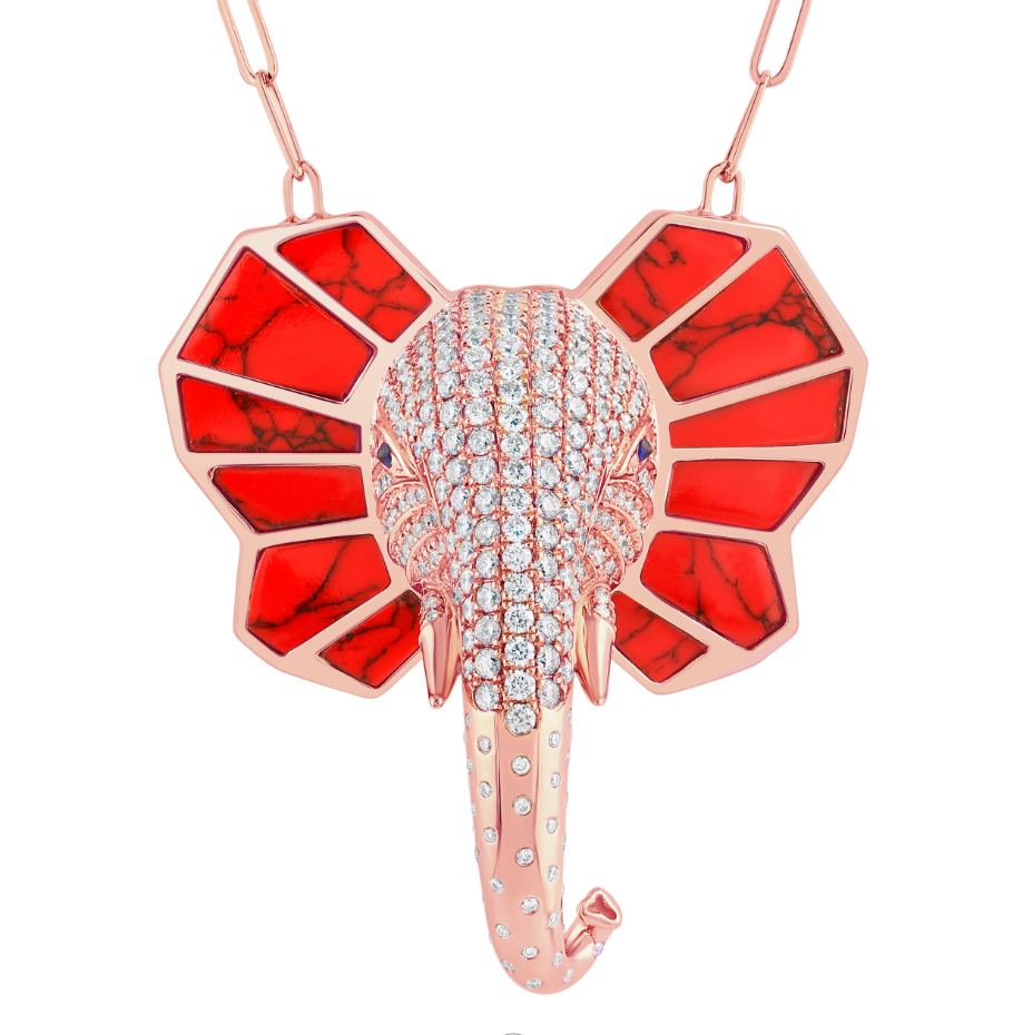 The Tusker Pendant: Red Howlite