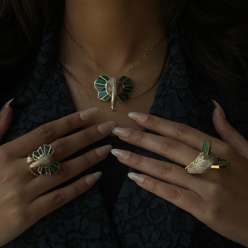 The Tusker Pendant: Malachite