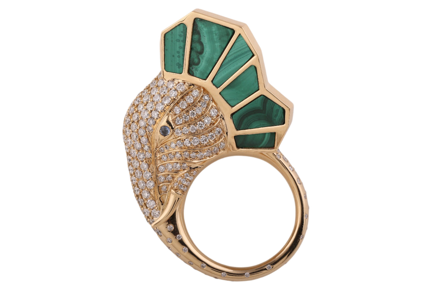 The Tusker Side Profile Ring -  Malachite